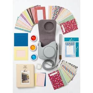 Xtech Fujifilm Instax Mini Accessory Kit Smoky White Case Filters Album Stickers